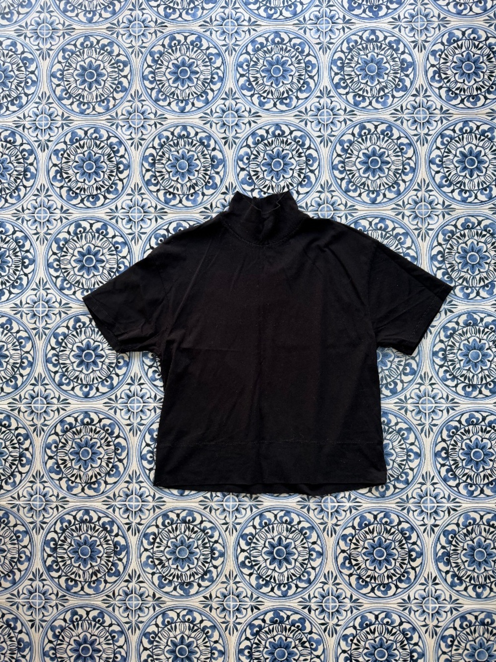 Zara, size Small, black boxy turtleneck t-shirt